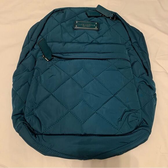 NWT MARC JACOBS Quilted Nylon Multi Pockets Zipper Backpack Deep sea Teal green - Picture 1 of 11